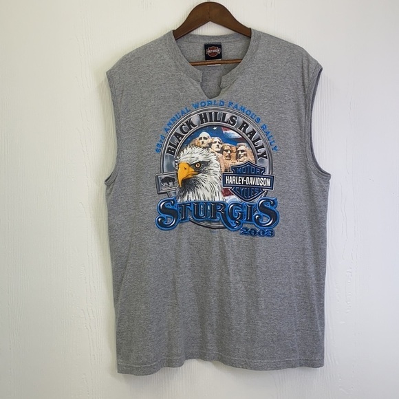 Harley Davidson - Vintage 2003 Gray Black Hills Rally South Dakota Tank Size XL - Picture 2 of 9